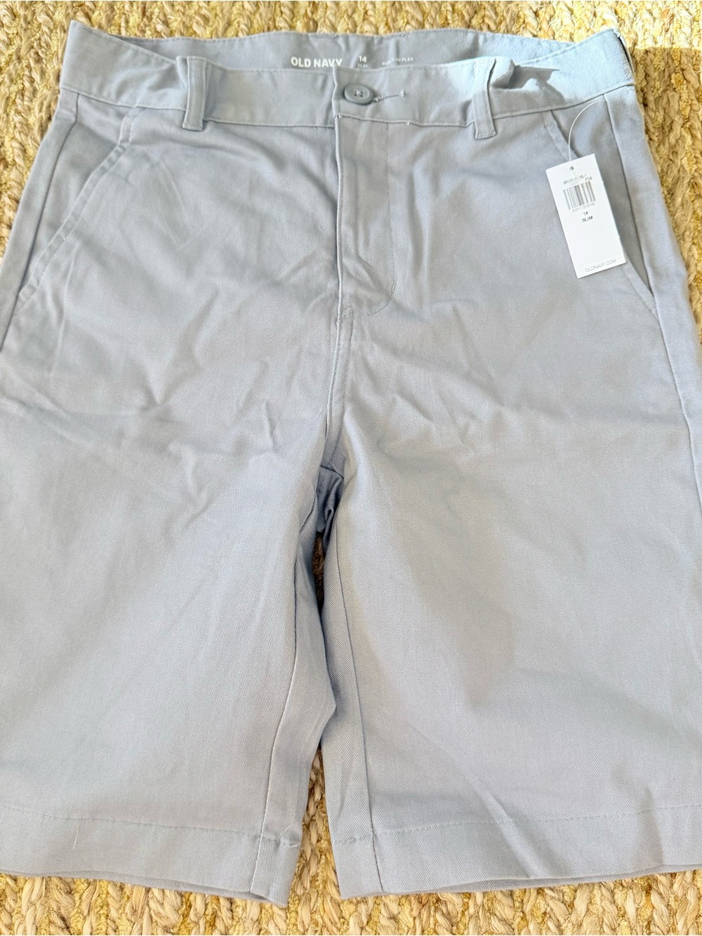 Old Navy Boys Gray Adjustable Waist Flex Chino Shorts Size 14 Slim NWT